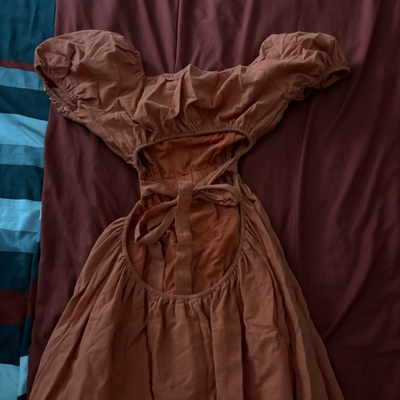 Orange Open Back Tie Dress - Picture 3 of 3